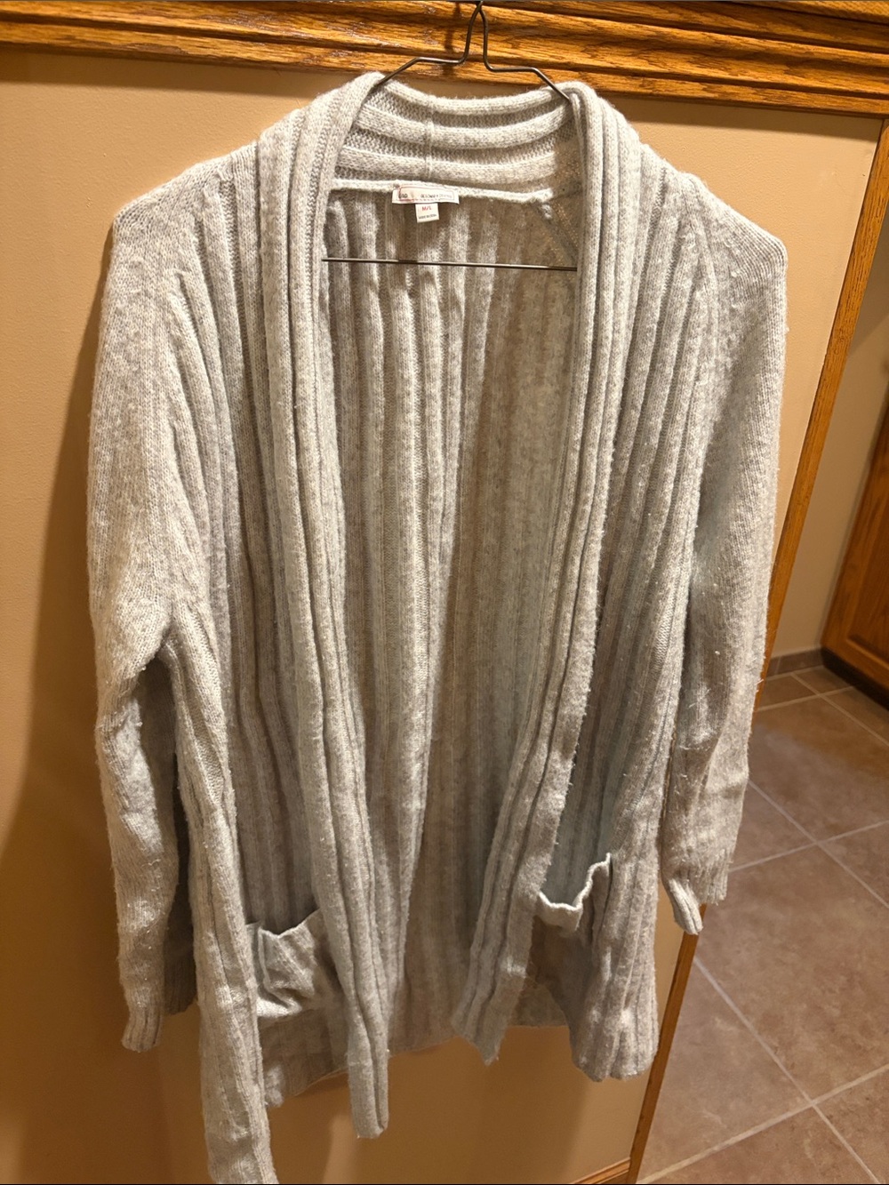 🩶 GAP women’s Cardigan sweater gray open cardigan long medium large pockets VGUC